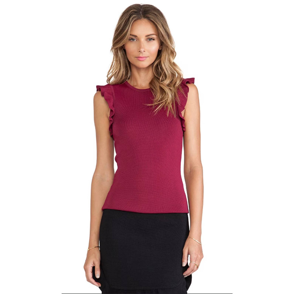 Torn By Ronny Kobo - Paola Knit Ruffle Top | S